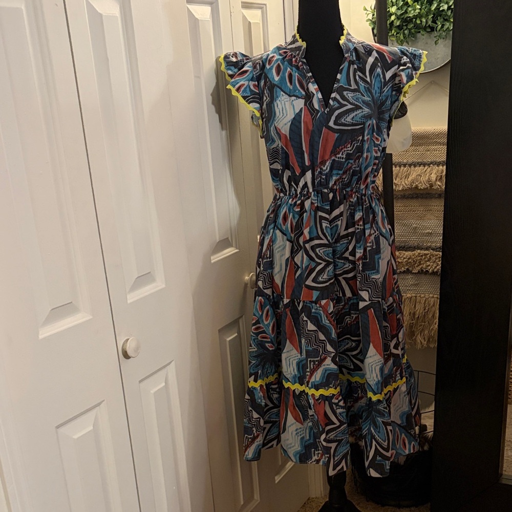 Stellah Multicolor Geometric Midi Dress